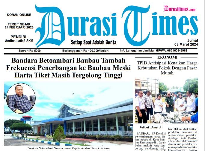cover, Koran Online Durasi Times, Edisi 08 Maret 2024
