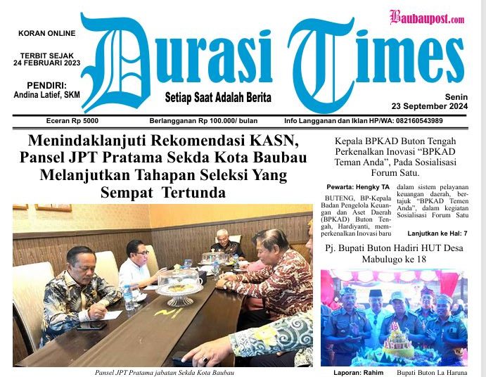 Koran Online Durasi Times, Edisi 23 September 2024