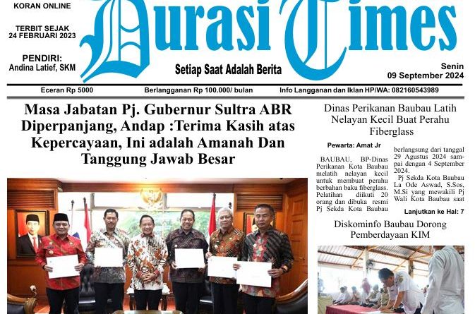 Koran Online Durasi Times, Edisi 09 September 2024 1 Koran Online Durasi Times, Edisi 09 September 2024