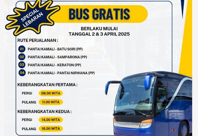 Walikota H Yusran Fahim Akan Lepas Bus Wisata Gratis di Pantai Kamali Yang Disediakan Dishub Baubau Beroperasi 2-3 April 2025