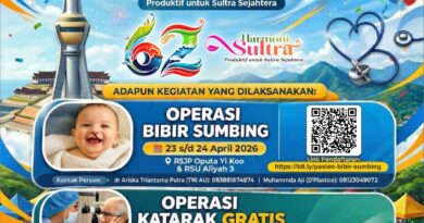 HUT ke-62 Sultra, Baksos Kesehatan Gratis Jangkau Ratusan Warga