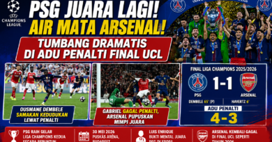 PSG Pertahankan Gelar Liga Champions Setelah Kalahkan Arsenal Lewat Adu Penalti