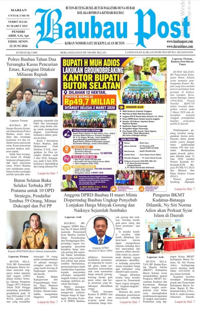 Koran Online Baubau Post Edisi 22 Juni 2026 2 01 10