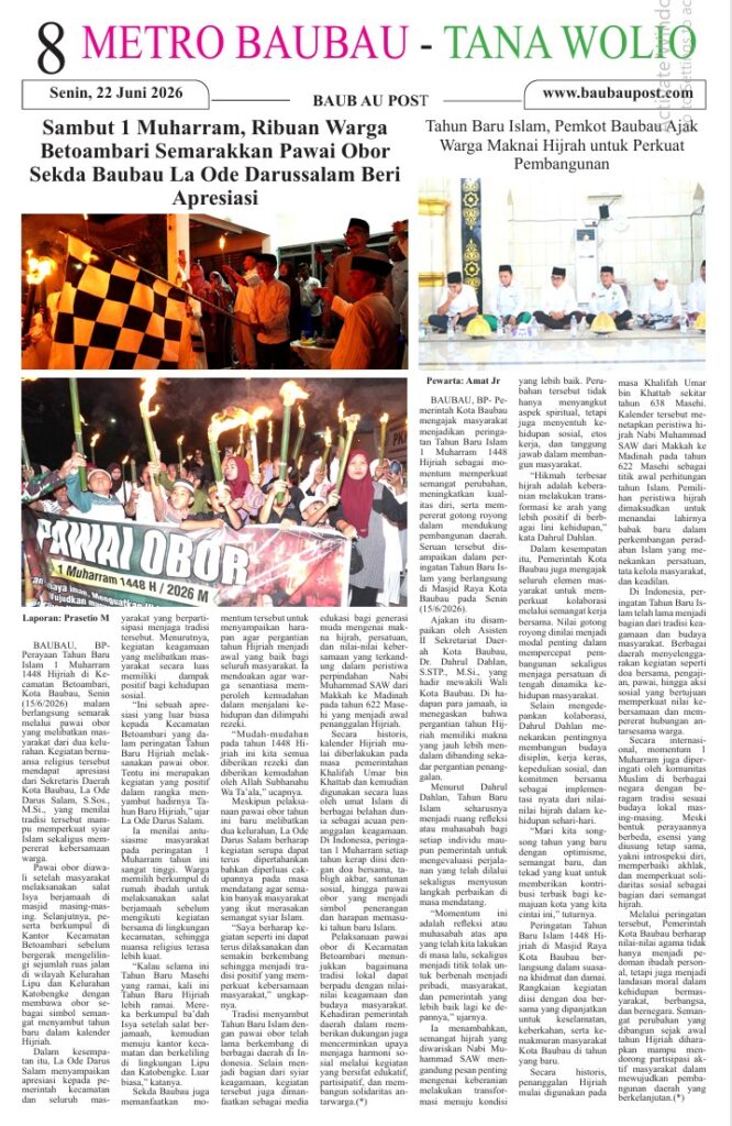 Koran Online Baubau Post Edisi 22 Juni 2026 9 08 10