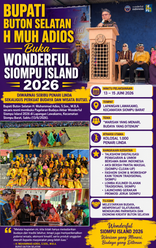 Bupati Buton Selatan H Muh Adios Buka Wonderful Siompu Island 2026, Dorong Ekonomi Kreatif dan Pelestarian Budaya, Diharapkan Jadi Agenda Wisata Tahunan,