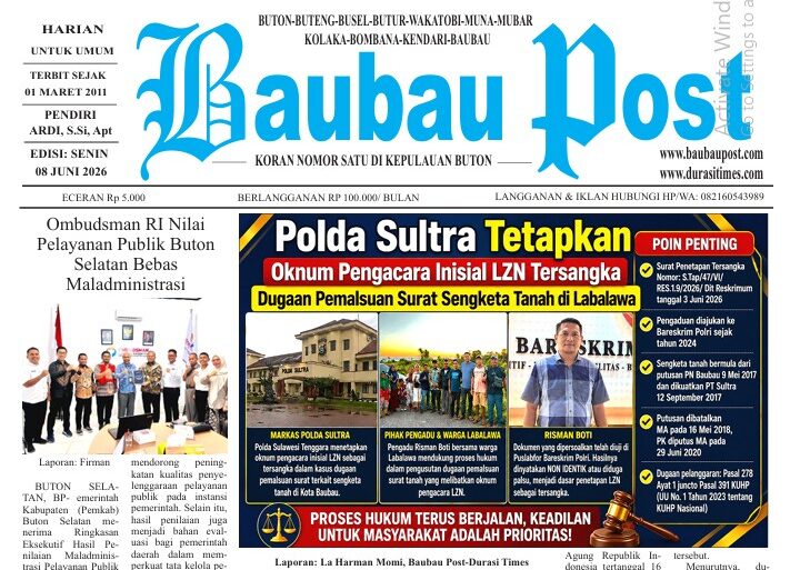 Koran Online Baubau Post Edisi 08 Juni 2026