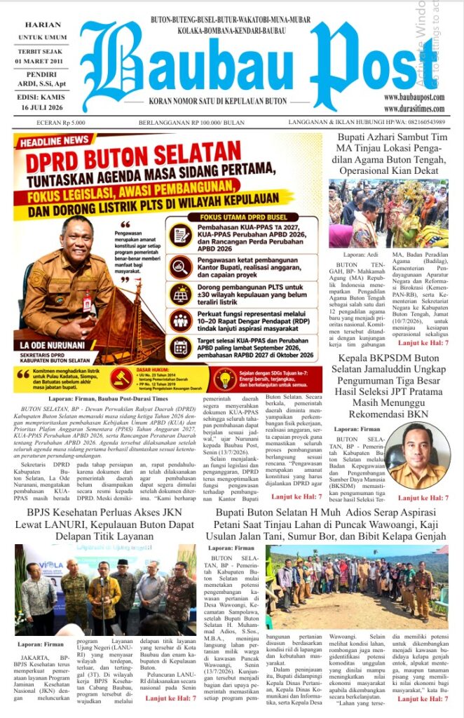 Koran Online Baubau Post Edisi 16 Juli 2026 2 01