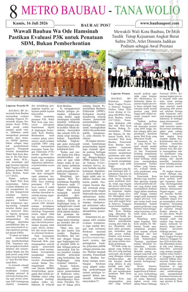 Koran Online Baubau Post Edisi 16 Juli 2026 9 08 3