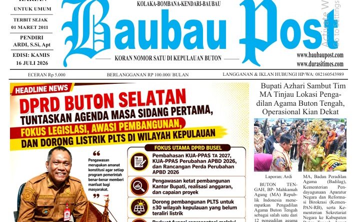 Koran Online Baubau Post Edisi 16 Juli 2026