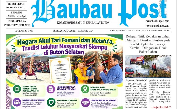 Koran Online Baubau Post Edisi 29 September 2026