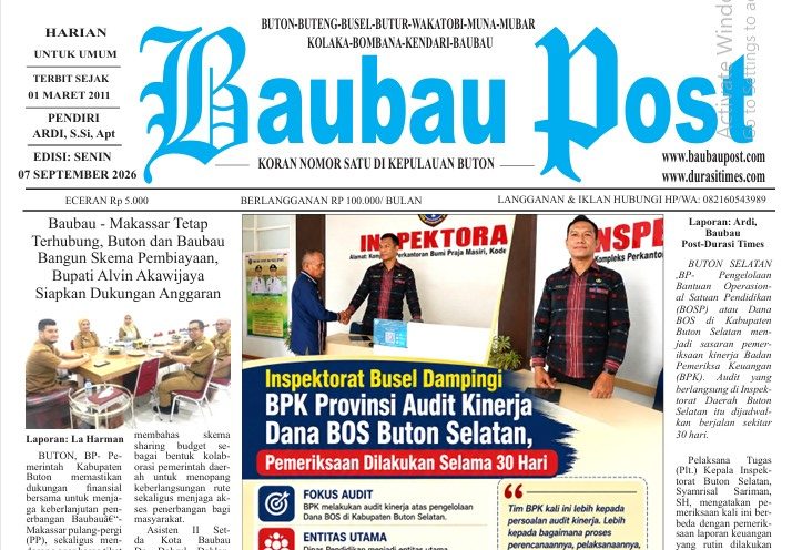 Koran Online Baubau Post Edisi 10 September 2026