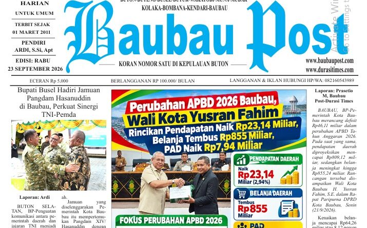 Koran Online Baubau Post Edisi 23 September 2026