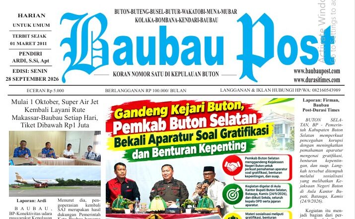 Koran Online Baubau Post Edisi 28 September 2026
