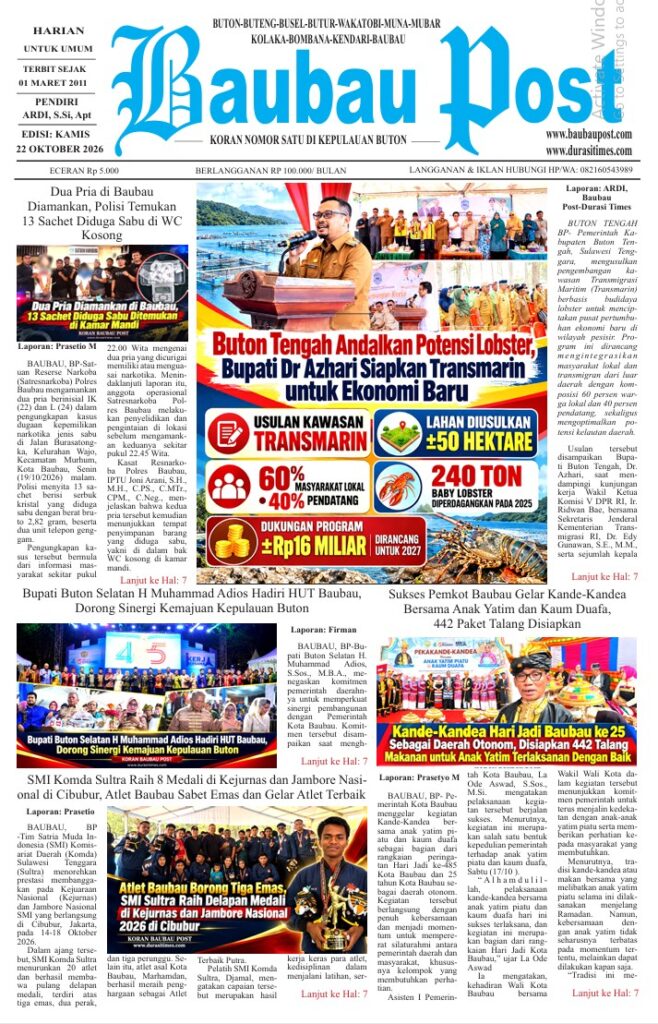 Koran Online Baubau Post Edisi 22 Oktober 2026 2 01 9