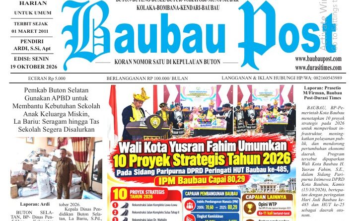 Koran Online Baubau Post Edisi 19 Oktober 2026