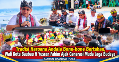 BAUBAU, DURASITIMES.COM – Ritual adat Haroana Andala di Kelurahan Bone-Bone, Kota Baubau, Sulawesi Tenggara, menjadi salah satu upaya masyarakat pesisir mempertahankan warisan budaya sekaligus memperkuat identitas daerah. Wali Kota Baubau H. Yusran Fahim, S.E., mengapresiasi konsistensi warga menyelenggarakan tradisi tahunan tersebut yang sarat makna spiritual, rasa syukur, dan harapan atas keselamatan para nelayan. "Tradisi Haroana Andala Bone-bone Bertahan, Wali Kota Baubau H Yusran Fahim Ajak Generasi Muda Jaga Budaya,"