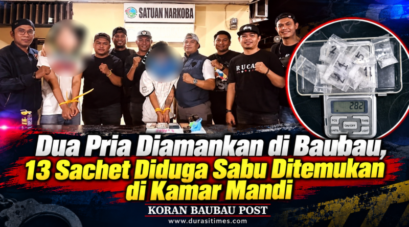 Dua Pria Diamankan di Baubau, 13 Sachet Diduga Sabu Ditemukan di Kamar Mandi