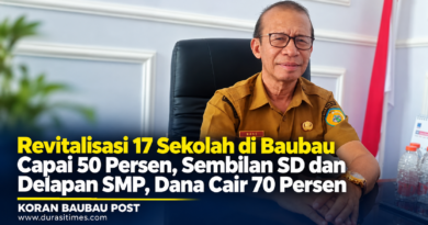 Revitalisasi 17 Sekolah di Baubau Capai 50 Persen, Sembilan SD dan Delapan SMP, Dana Cair 70 Persen