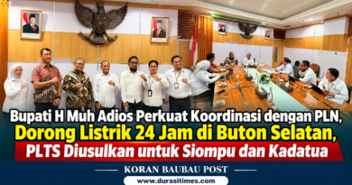 Bupati H Muh Adios Perkuat Koordinasi dengan PLN, Dorong Listrik 24 Jam di Buton Selatan, PLTS Diusulkan untuk Siompu dan Kadatua
